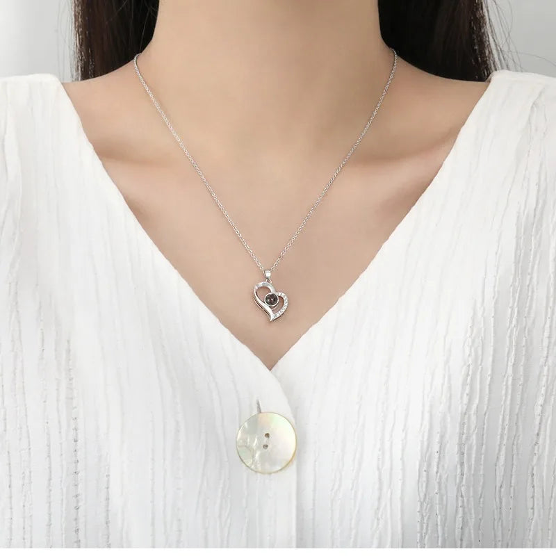 100 Languages Heart Necklace