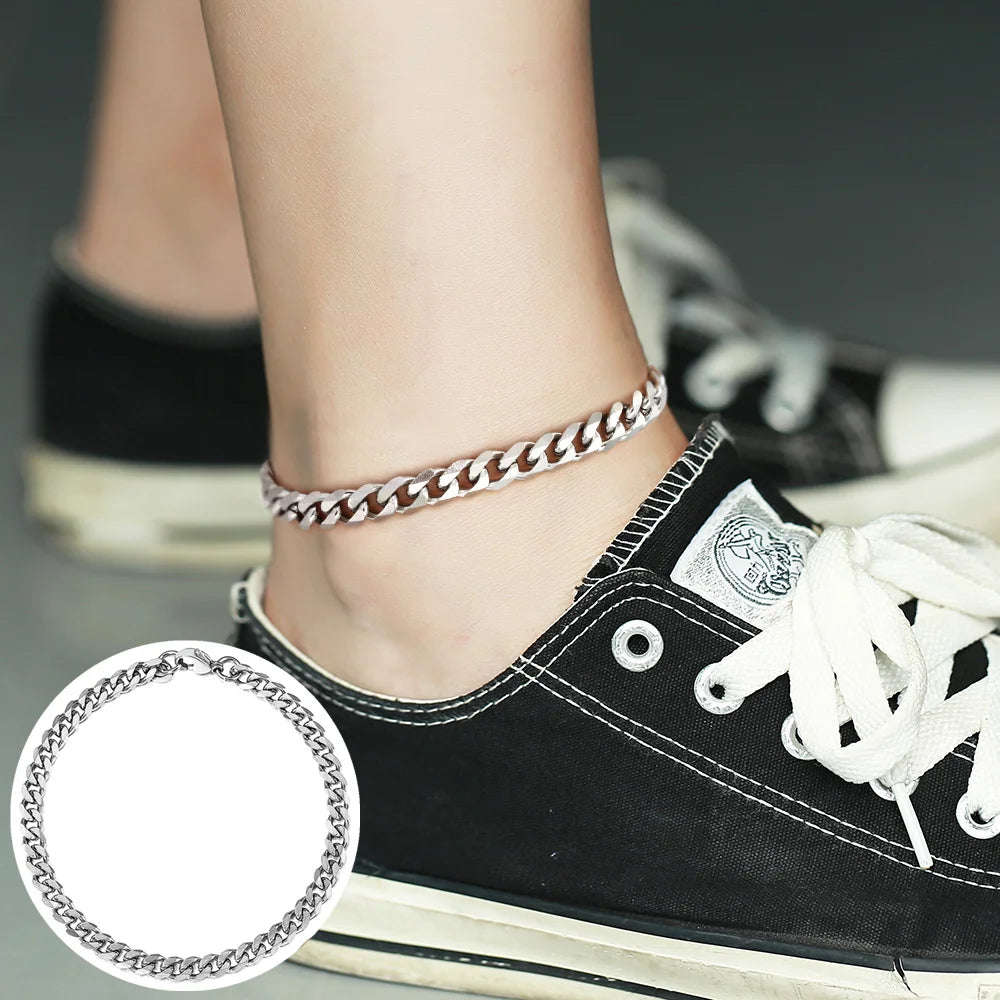 Cuban Link Anklet-Curb Cuban Link Anklets